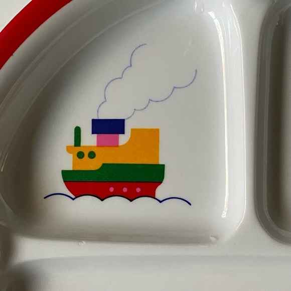 Peco Child's Melamine Divided Plates Trains Boats Airplanes Vintage 1984 Dish - Picture 8 of 16
